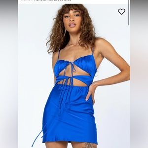 Princess Polly Renata silk/satin mini dress blue - size 4